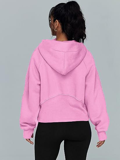 Women’s Zipper Hoodie Sweatshirt – Casual Fall/Winter Pullover