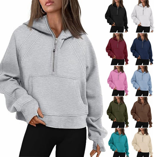 Women’s Zipper Hoodie Sweatshirt – Casual Fall/Winter Pullover