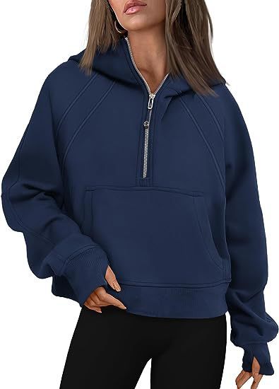 Women’s Zipper Hoodie Sweatshirt – Casual Fall/Winter Pullover