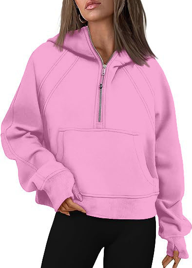 Women’s Zipper Hoodie Sweatshirt – Casual Fall/Winter Pullover