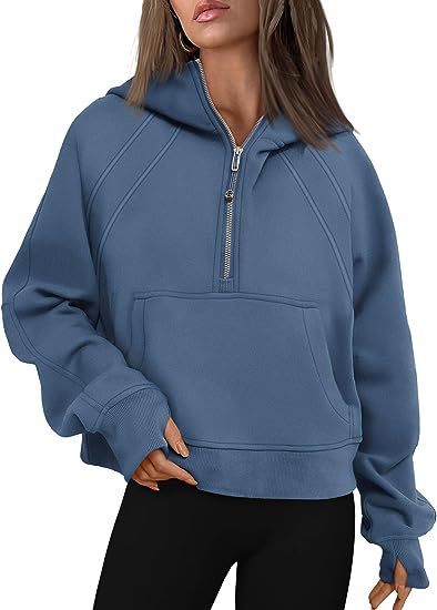 Women’s Zipper Hoodie Sweatshirt – Casual Fall/Winter Pullover